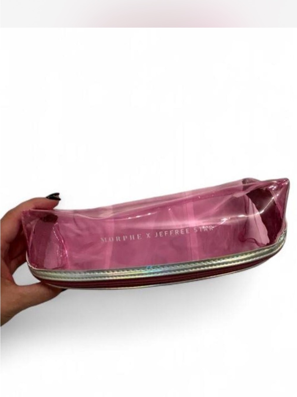 Jeffree Star collab with Morphe Pink Clear Cosmetic Tote with Holographic Trim